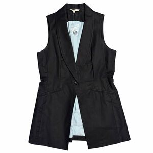 Boston Proper Black Sleeveless Blazer Vest Size 8 Minimalist Office Siren